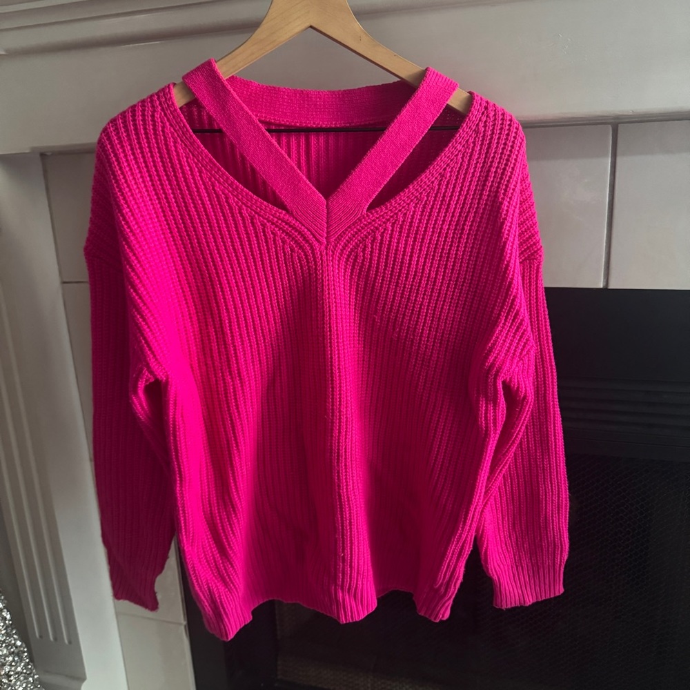 Hot Pink Cut Out Sweater Size Small